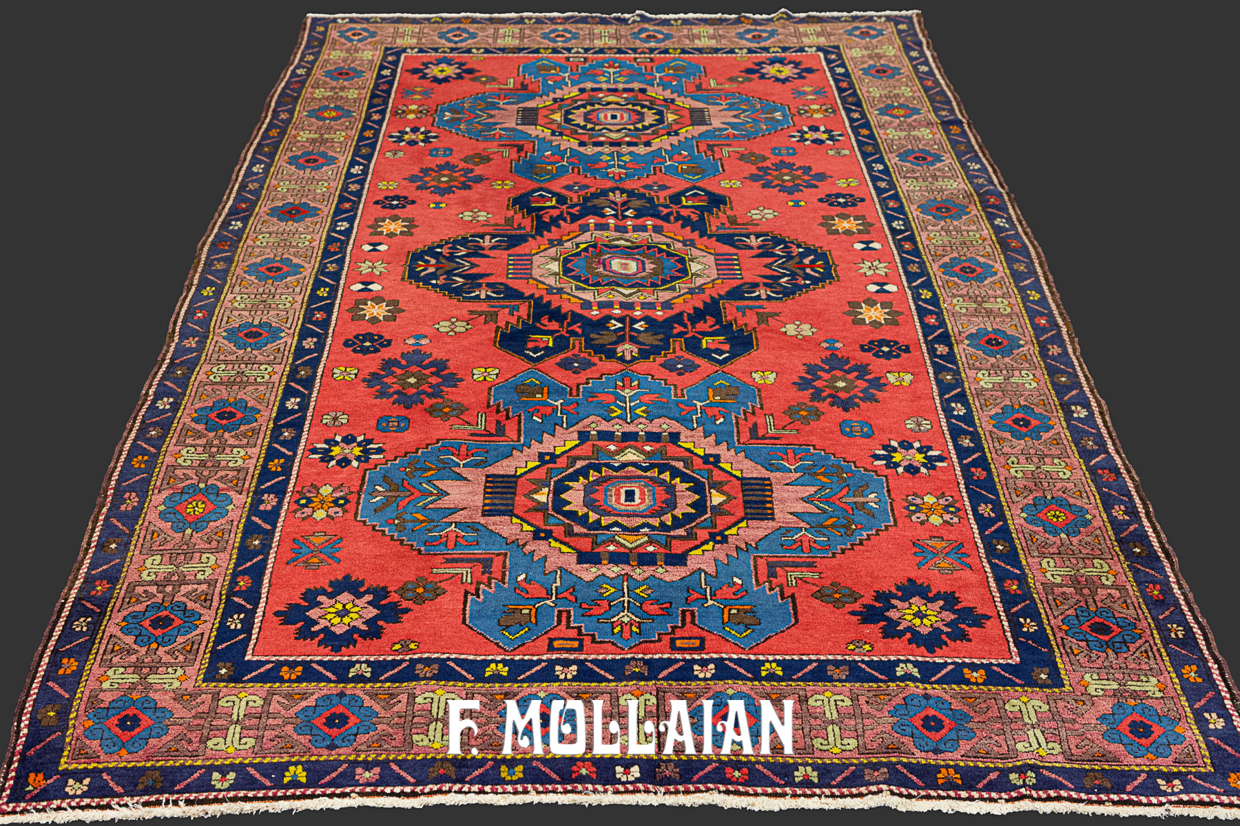 Antique Caucasian Lezghi Bold Design Hand-Knotted Rug n°:89205508