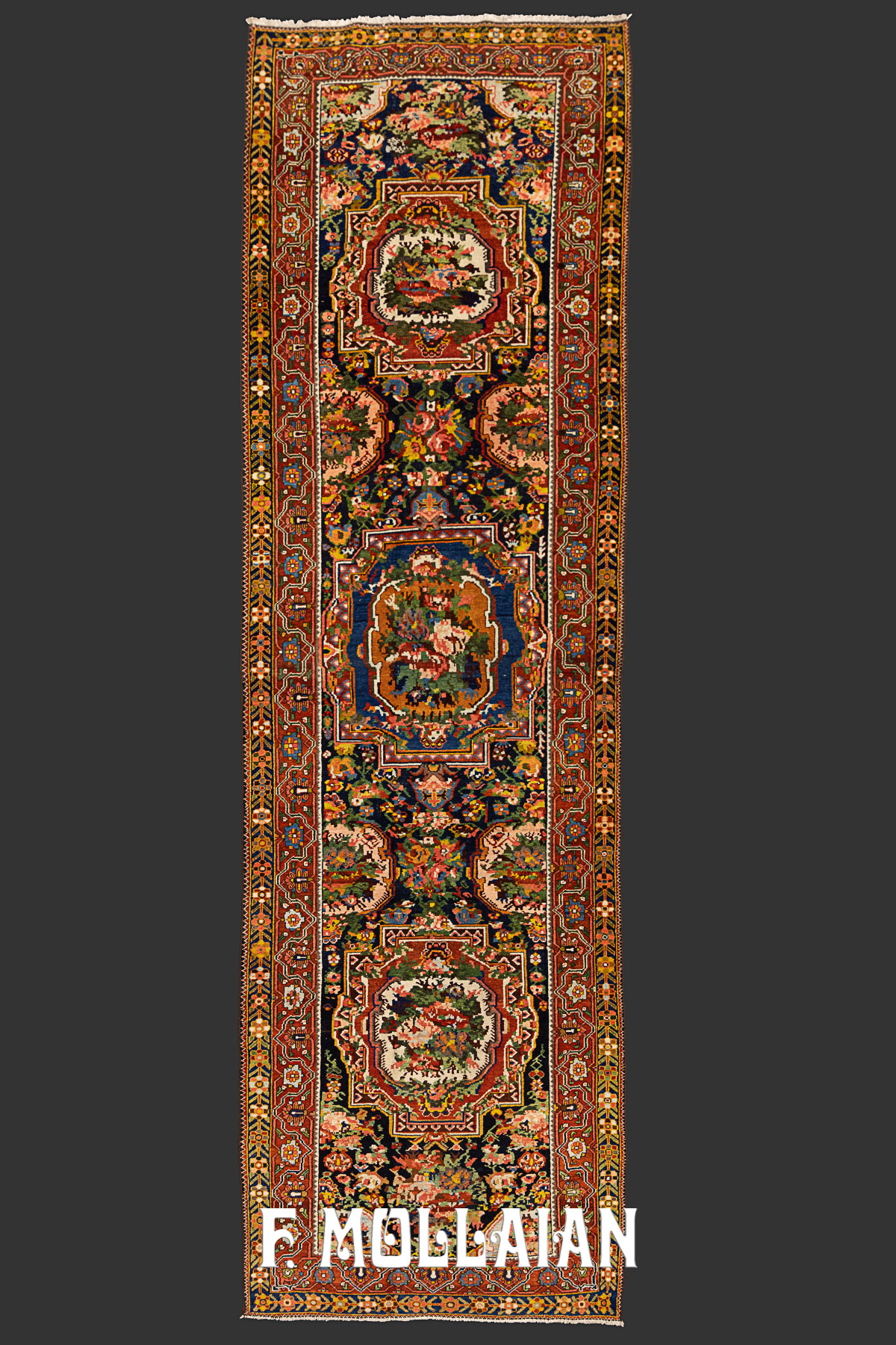 Antique Persian Bakhtiari Very Long Runner Carpet n°:38083474