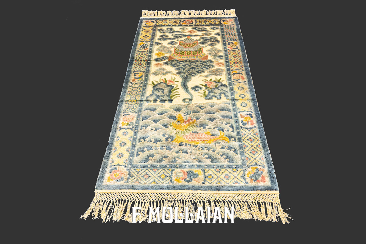 Antique Chinese Souf with Silk and Metal Thread Hand knotted and woven Rug n°:659997