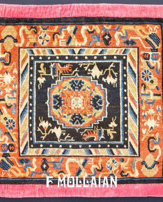 Antique Hand-knotted Tibetan Meditation Rug n°:29855895