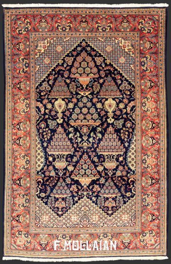 Hand-knotted Antique Kashan Dabir Persian woll Rug (206×137 cm) Mollaianrugs.com