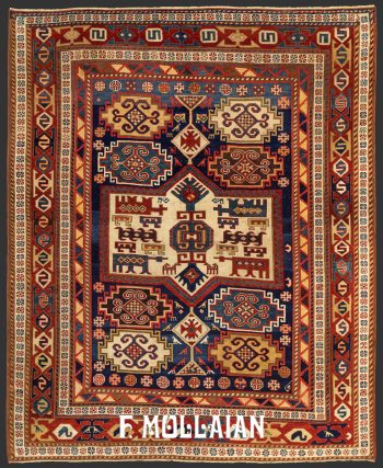 Hand-knotted Caucasian Kazak Moghan Wool Rug (220×180 cm) Mollaianrugs.com