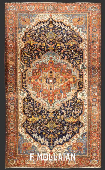 Hand knotted Over-size Antique Persian Hariz (Heris) Wool Carpet (685×400 cm) Mollaianrugs.com
