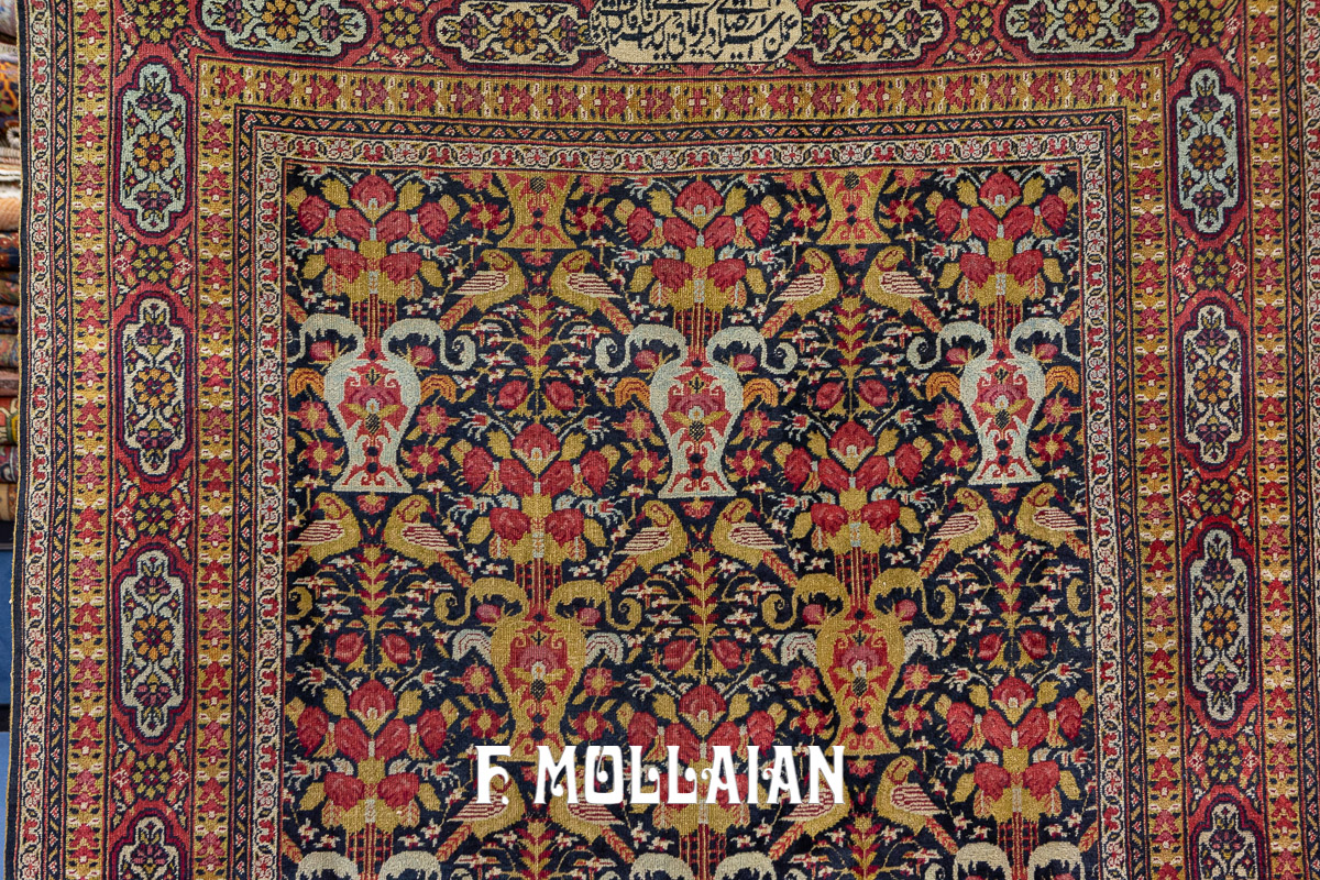 Kalle-size Signed (Reza Kermani) All-over Kerman Ravar Antique Persian Carpet n°:341159
