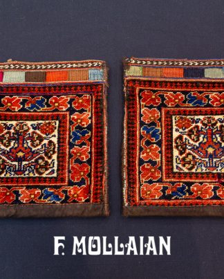 Pair of Small Antique Hand knotted and woven Afshari Chanta Rug n°:313253