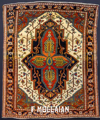 Small Hand-Knotted Kashan Mohtasham Antique Rug n°:50899857