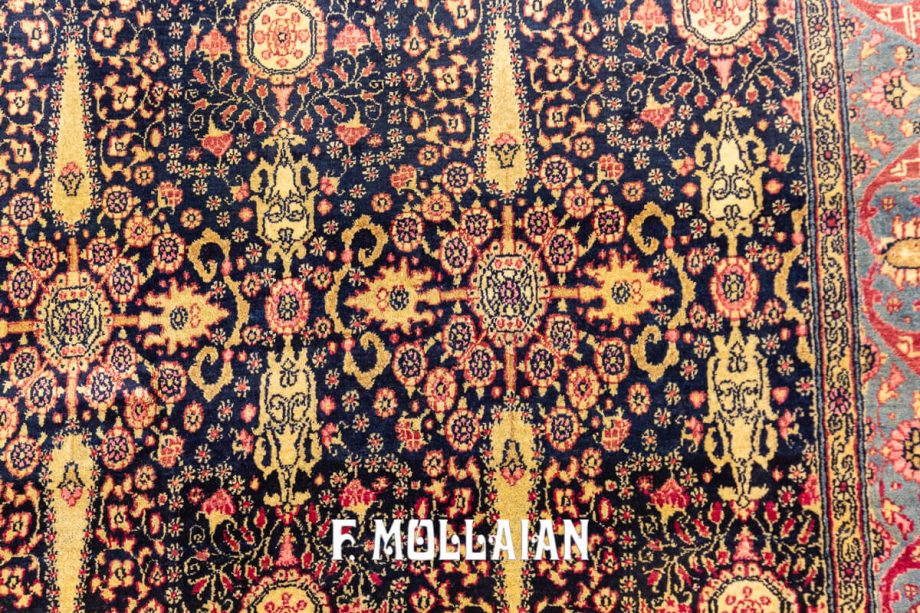 All-over Hand knotted Antique Tehran Persian Rug (210x143 cm)