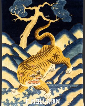 Antique Peking Tiger design pictorial Hand-knotted Rug n°:351408