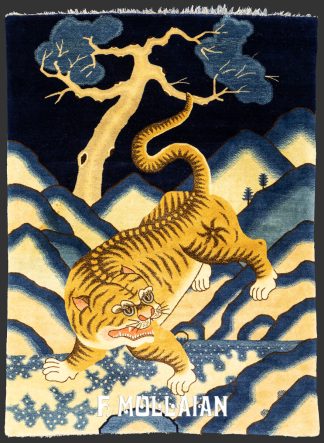 Antique Peking Tiger design pictorial Hand-knotted Rug n°:351408