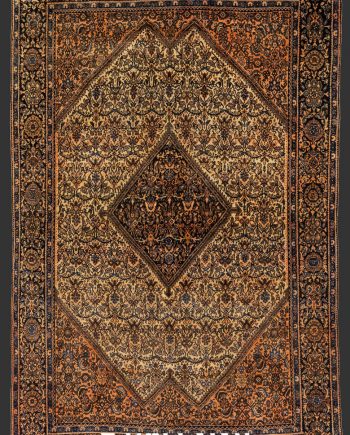 Antique Saruk Farahan Persian Hand-knotted wool Rug woven at early 20th century with medallion and stylized all-over design