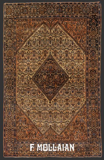 Antique Saruk Farahan Persian Hand-knotted wool Rug woven at early 20th century with medallion and stylized all-over design