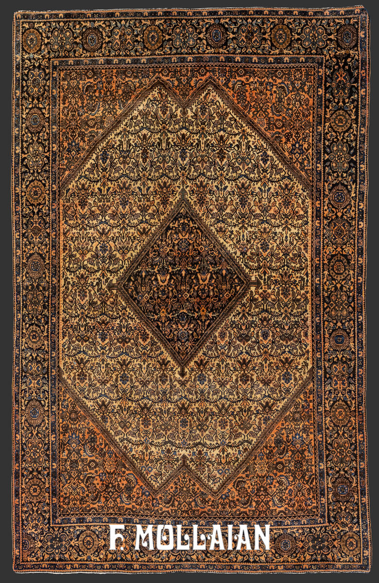 Antique Persian Saruk Farahan Medallion Hand-knotted Rug n°:49060972