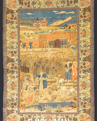 Antique Pictorial (land-scape) Kashan Dabir persian Rug n°:554619