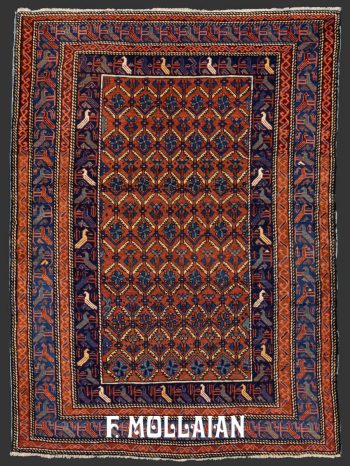 Caucasian All-over Daghestan Rug with stylized birds on its border (167x123 cm)