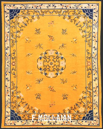 Hand-knotted Antique Chinese Peking Medallion (377x300 cm) on Mollaianrugs.com