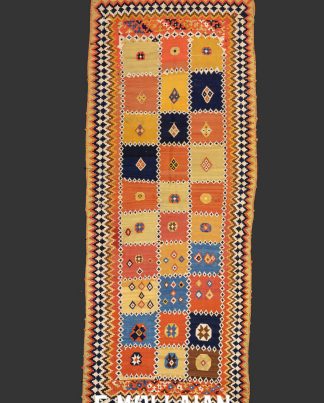 Multi-Color Handwoven Kashkai (Qashqay) Kilim Runner Carpet n°:83847801