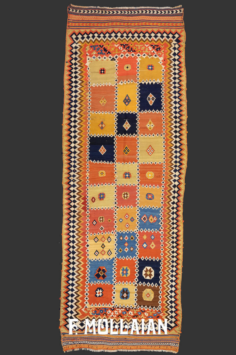 Multi-Color Handwoven Kashkai (Qashqay) Antique Kilim Runner (300x110 cm)