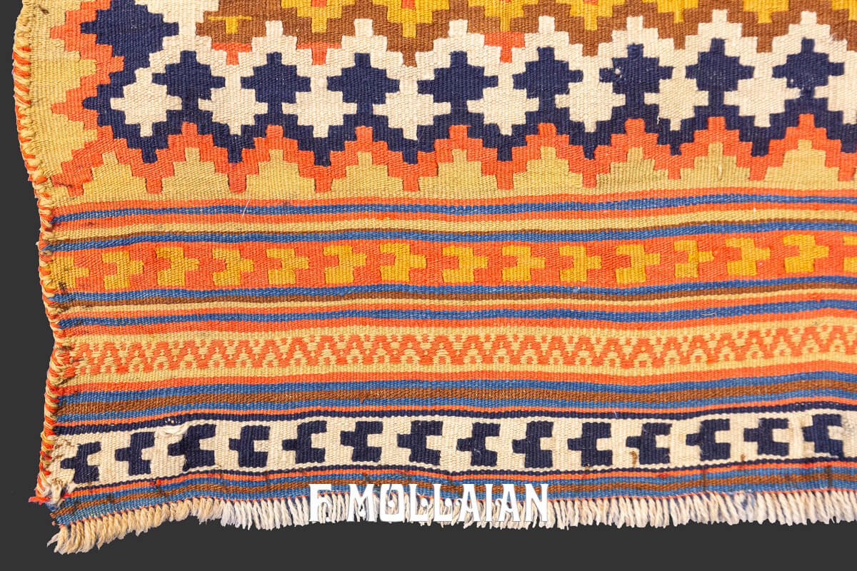 Multi-Color Handwoven Kashkai (Qashqay) Kilim Runner Carpet n°:83847801
