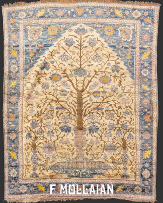 Antique Prayer Silk Farahan Rug with tree of the life design n°:517444