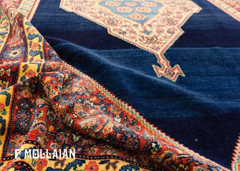 Antique Persian Senneh Multicolored Rug with Night Blue Field n °: 94917299