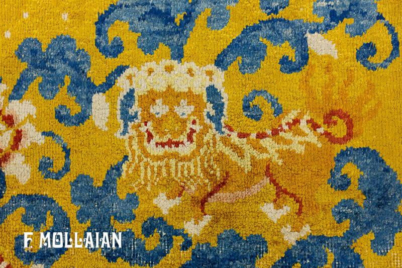 Tapis Chinois Ancien en Soie et Fil de Métal du Palais Impérial n°:42264426