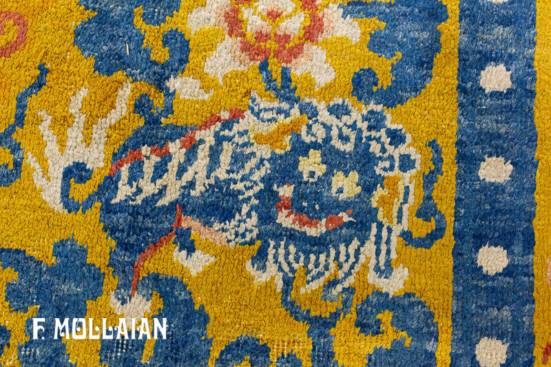 Tapis Chinois Ancien en Soie et Fil de Métal du Palais Impérial n°:42264426
