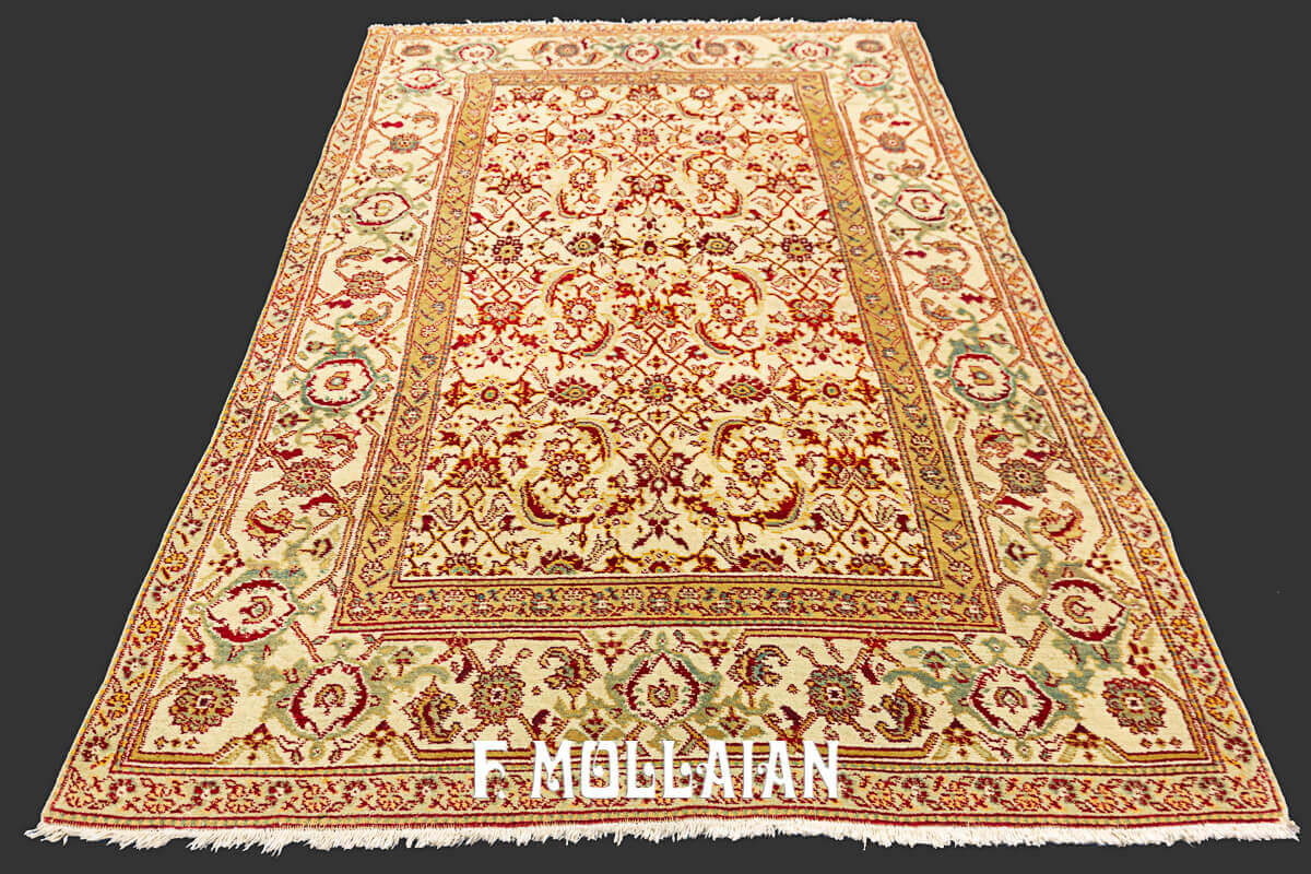 Tappeto Fondo Beige Floreale Tutto Campo Indiano Agra Antico n°:16893202