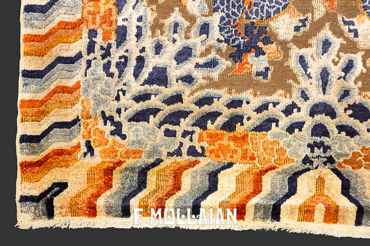 Tapis de Soie et Fil de Métal du Palais Impérial, Motif à Cinq Dragons n°:76413405