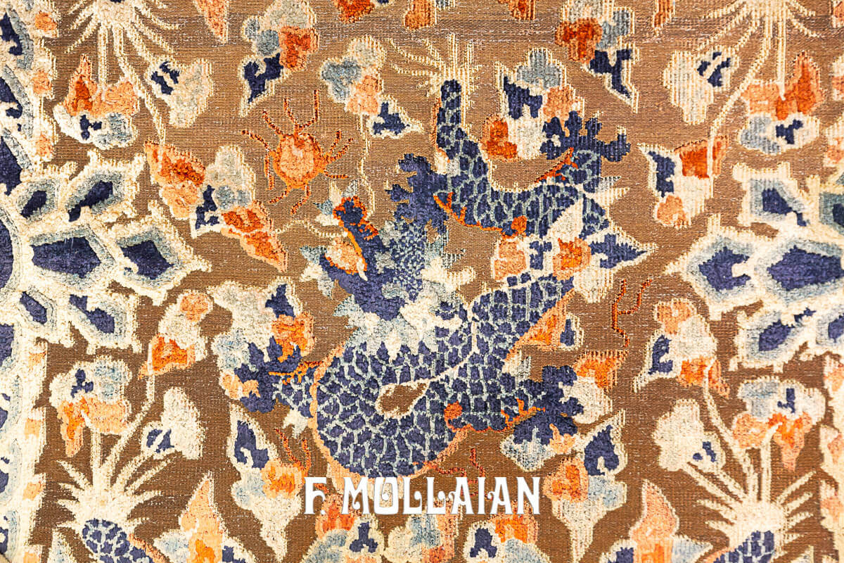 Tapis de Soie et Fil de Métal du Palais Impérial, Motif à Cinq Dragons n°:76413405