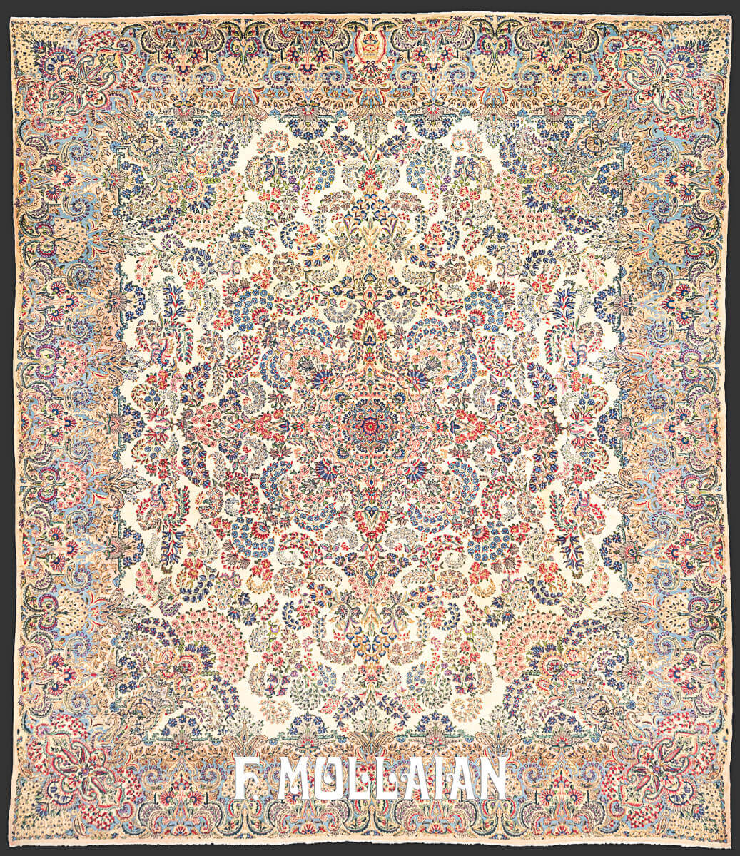 Tappeto Grade Kerman Persiano Antico con Disegno Floreale n°:76421505