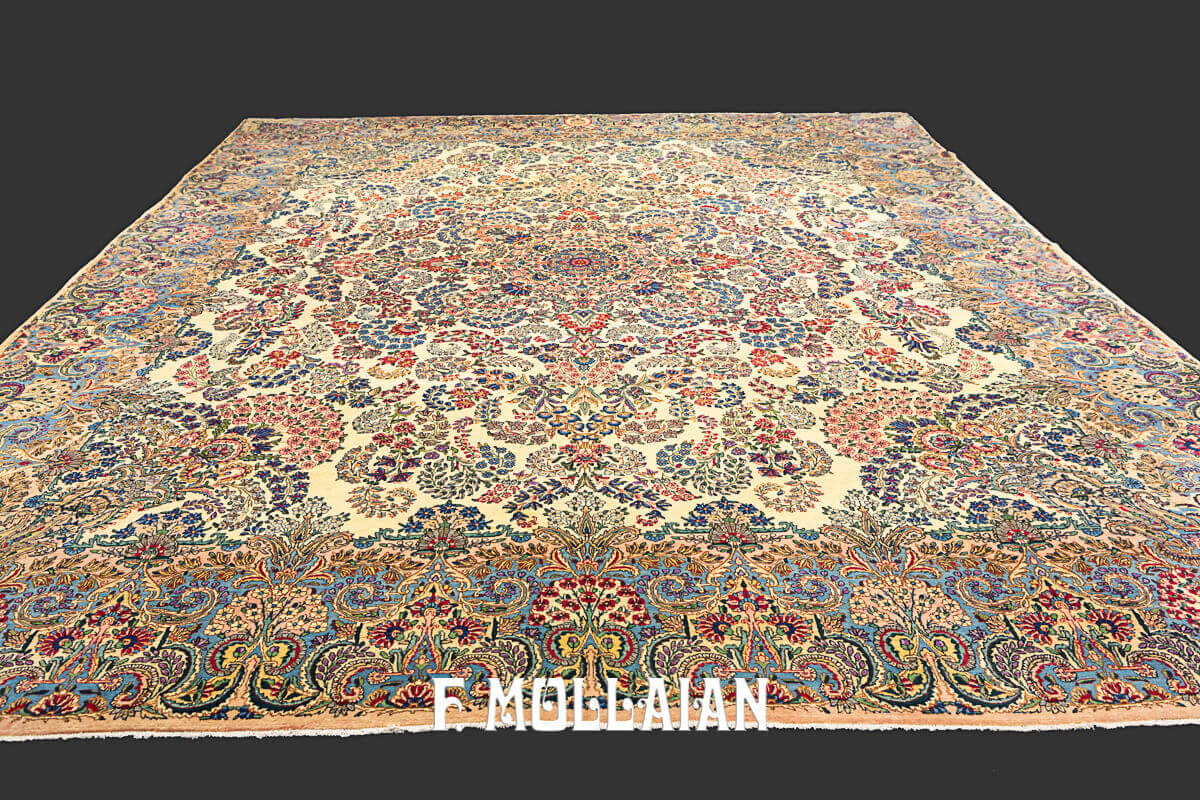 Large Persian Antique Floral Kerman Rug n°:76421505