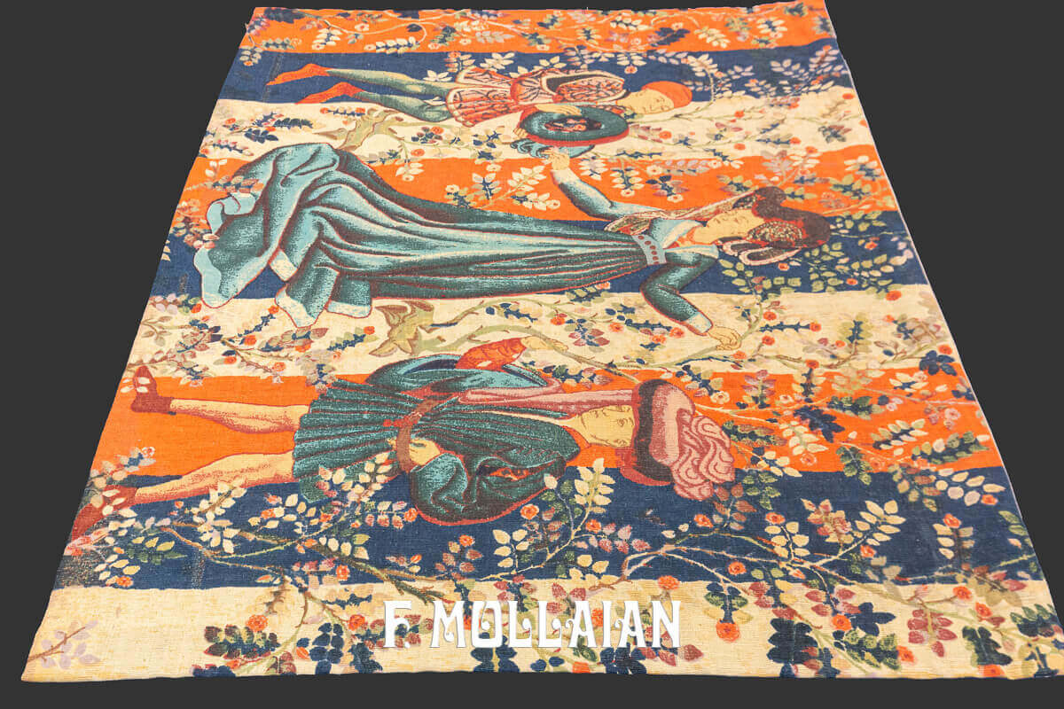 Multi-culore and Figurative Handmade European Textile n°:830911