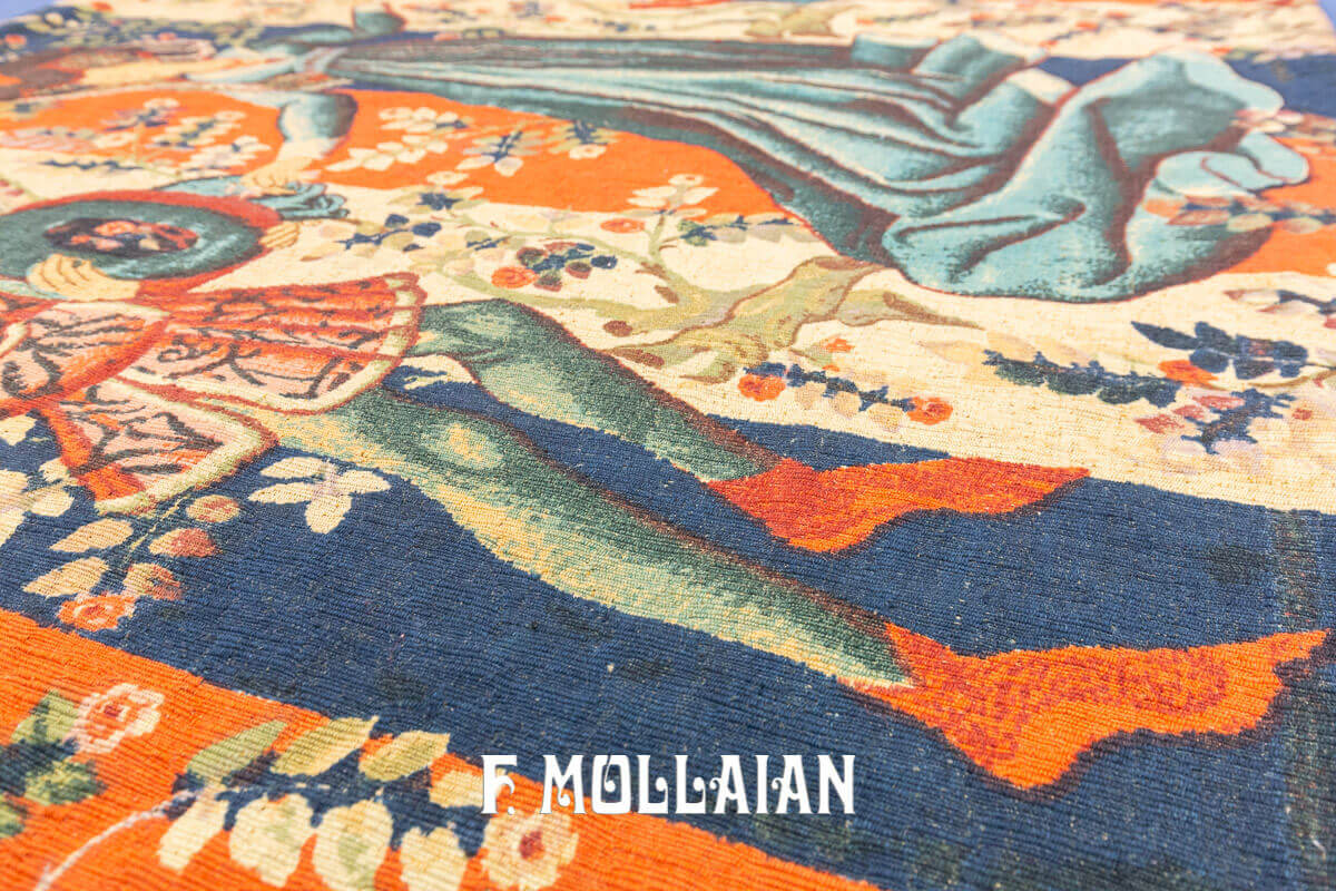 Multi-culore and Figurative Handmade European Textile n°:830911