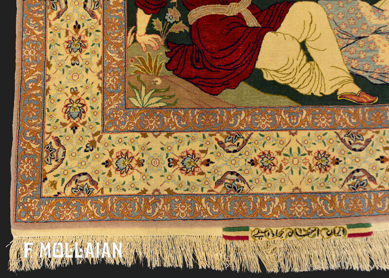 Persian Figurative Isfahan Warp Silk Rug n°:29488046