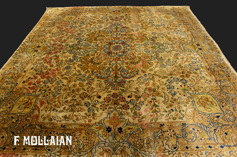 Tapis Persan Antique Kerman de Forme Carrée n°:99378902