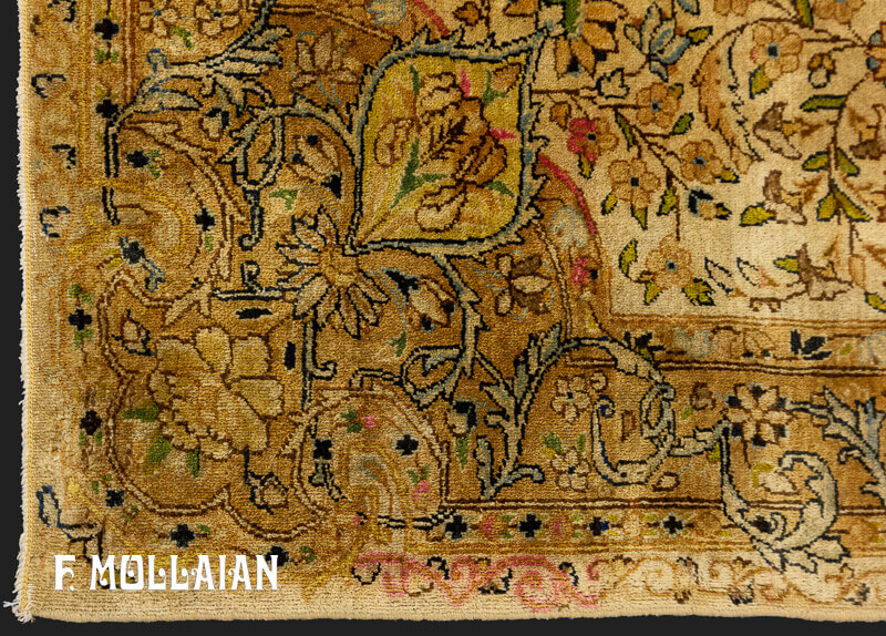 Tapis Persan Antique Kerman de Forme Carrée n°:99378902