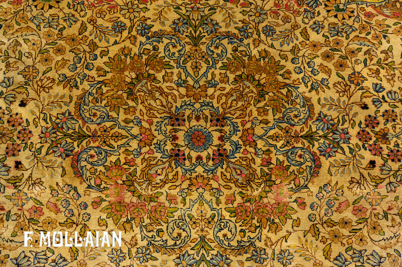 Tapis Persan Antique Kerman de Forme Carrée n°:99378902