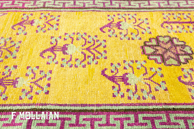 Yellowish Small Khotan Antique Runner Rug n°:A991111