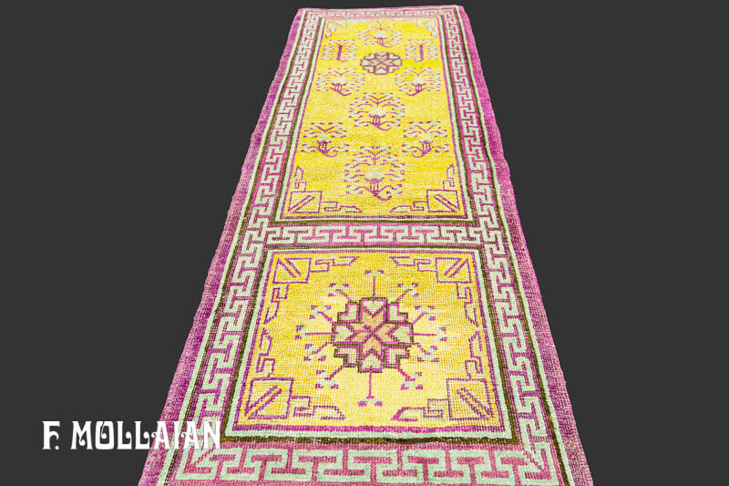 Yellowish Small Khotan Antique Runner Rug n°:A991111