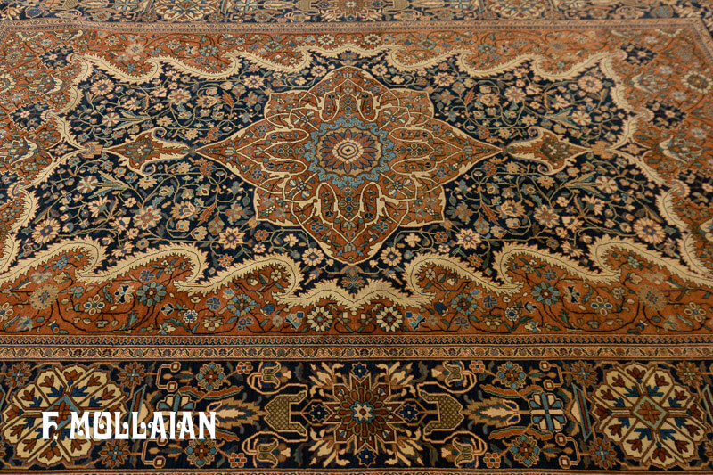 Antique Persian Kashan Mohtasham Rug (203x137 cm)