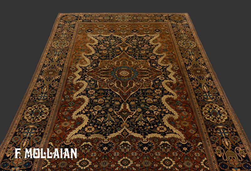 Antique Persian Kashan Mohtasham Rug (203x137 cm)