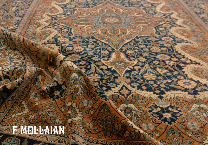 Antique Persian Kashan Mohtasham Rug (203x137 cm)