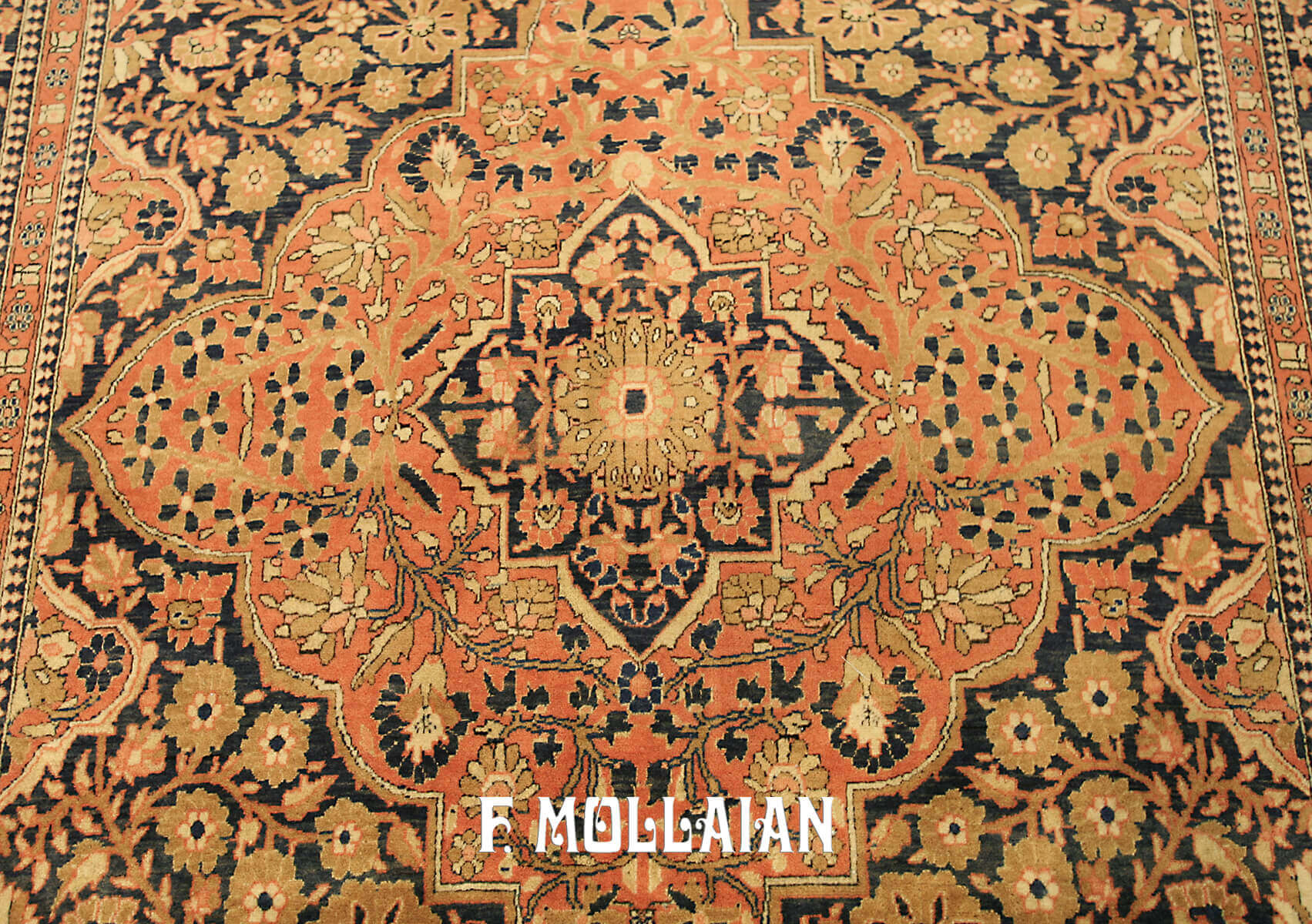 Tapis Persan Antique Kashan Mohtasham n°:27424419