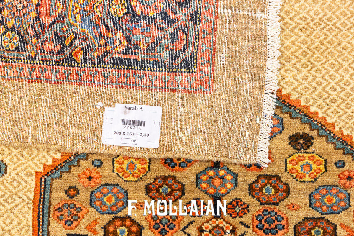 Camel-color Antique Persian Sarab Medallion Rug n°:278370