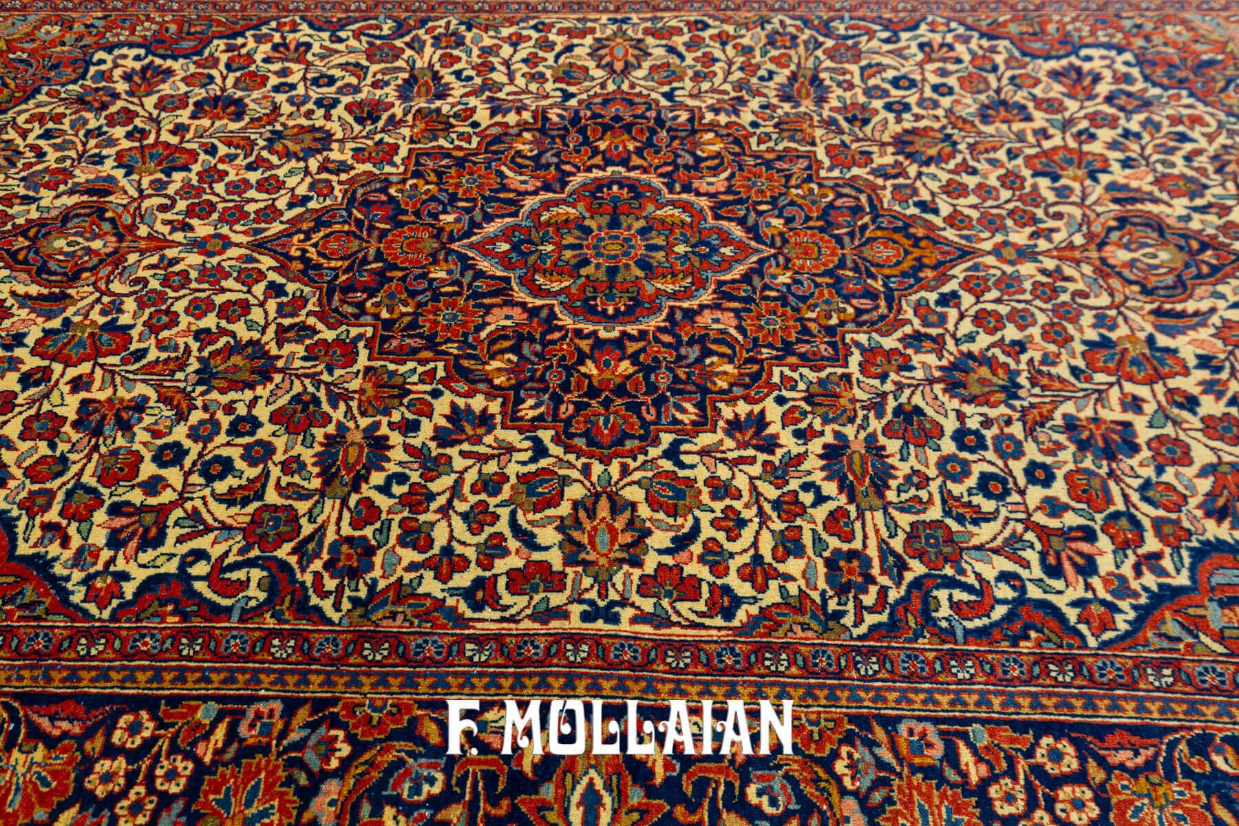 Tapis Persan Kashan Laine de Kurk n°:49896480