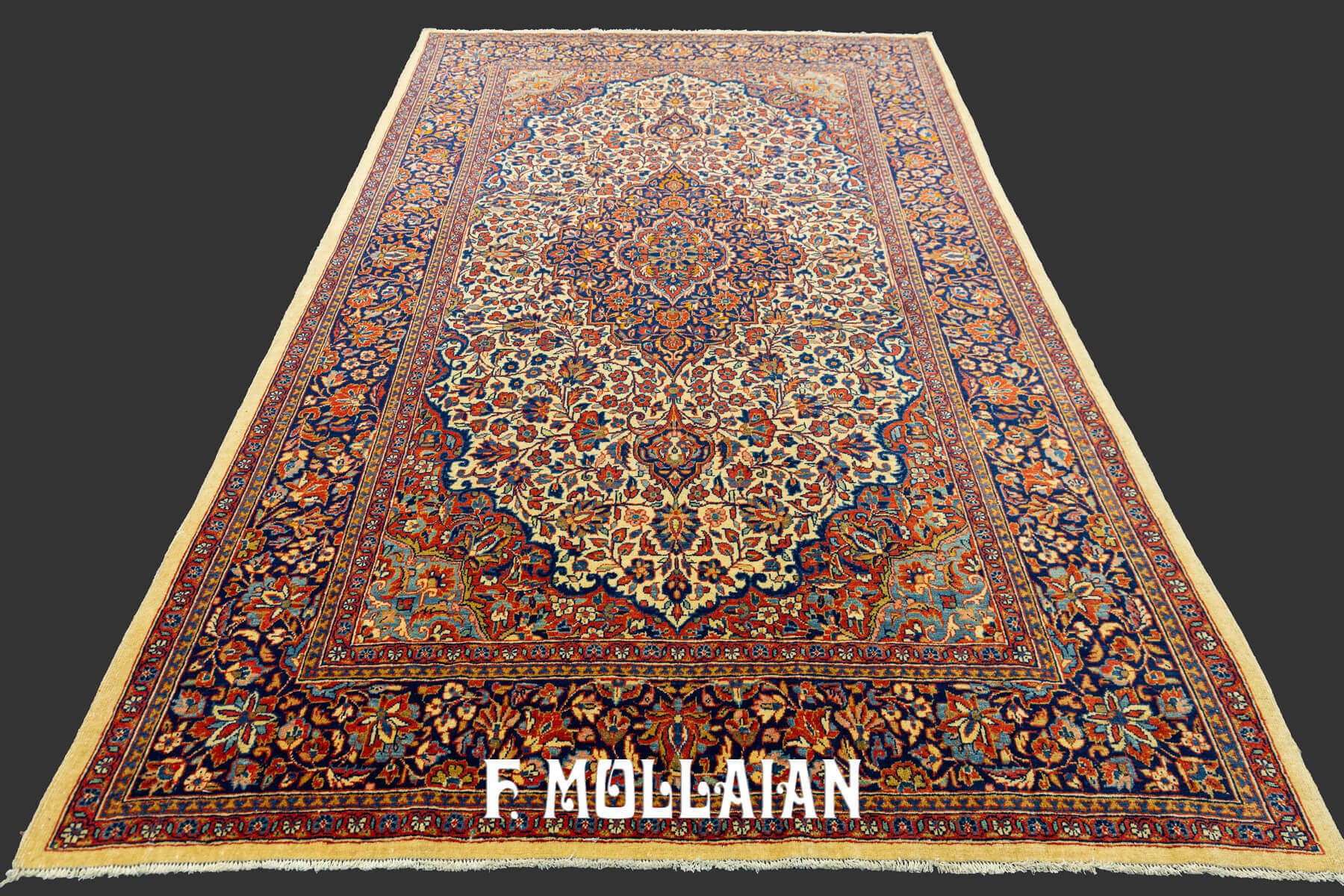 Tapis Persan Kashan Laine de Kurk n°:49896480