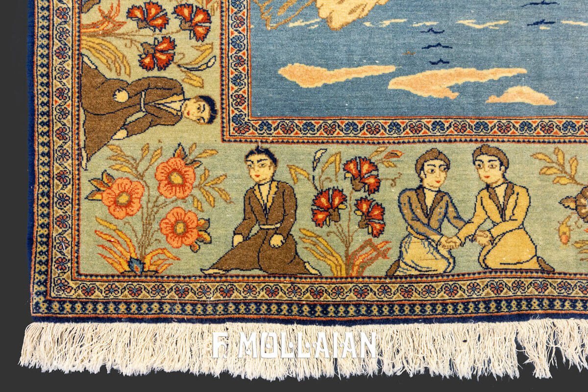 Antique Pictorial (land-scape) Kashan Dabir persian Rug n°:554619