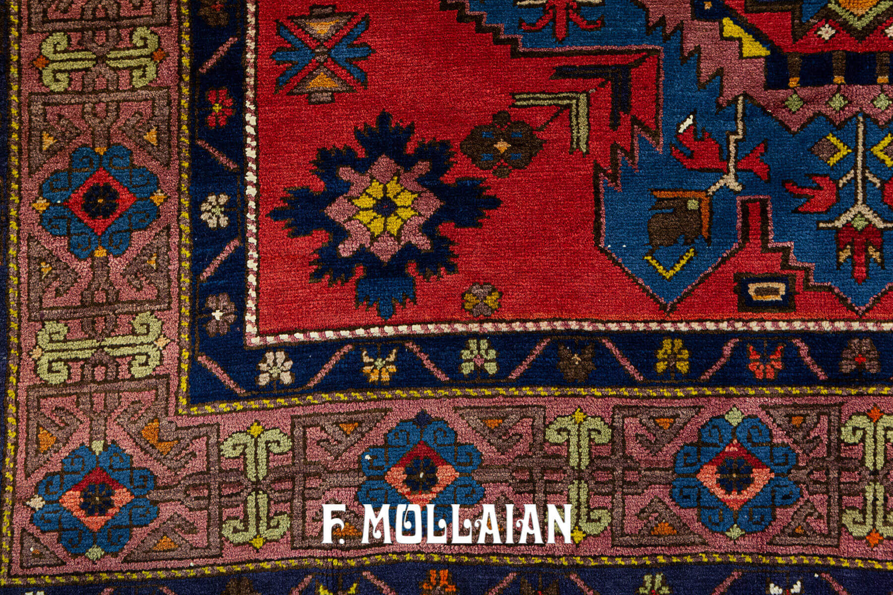 Antique Caucasian Lezghi Bold Design Hand-Knotted Rug n°:89205508