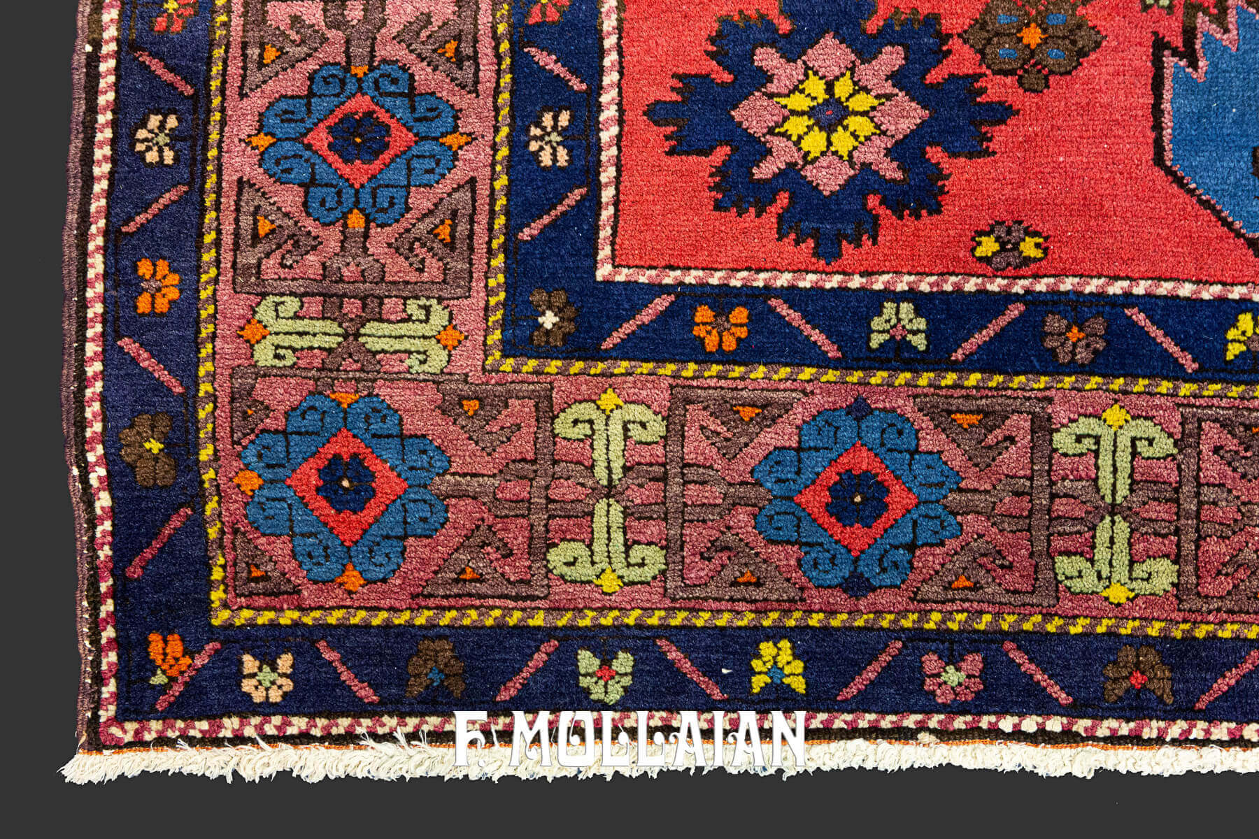 Antique Caucasian Lezghi Bold Design Hand-Knotted Rug n°:89205508