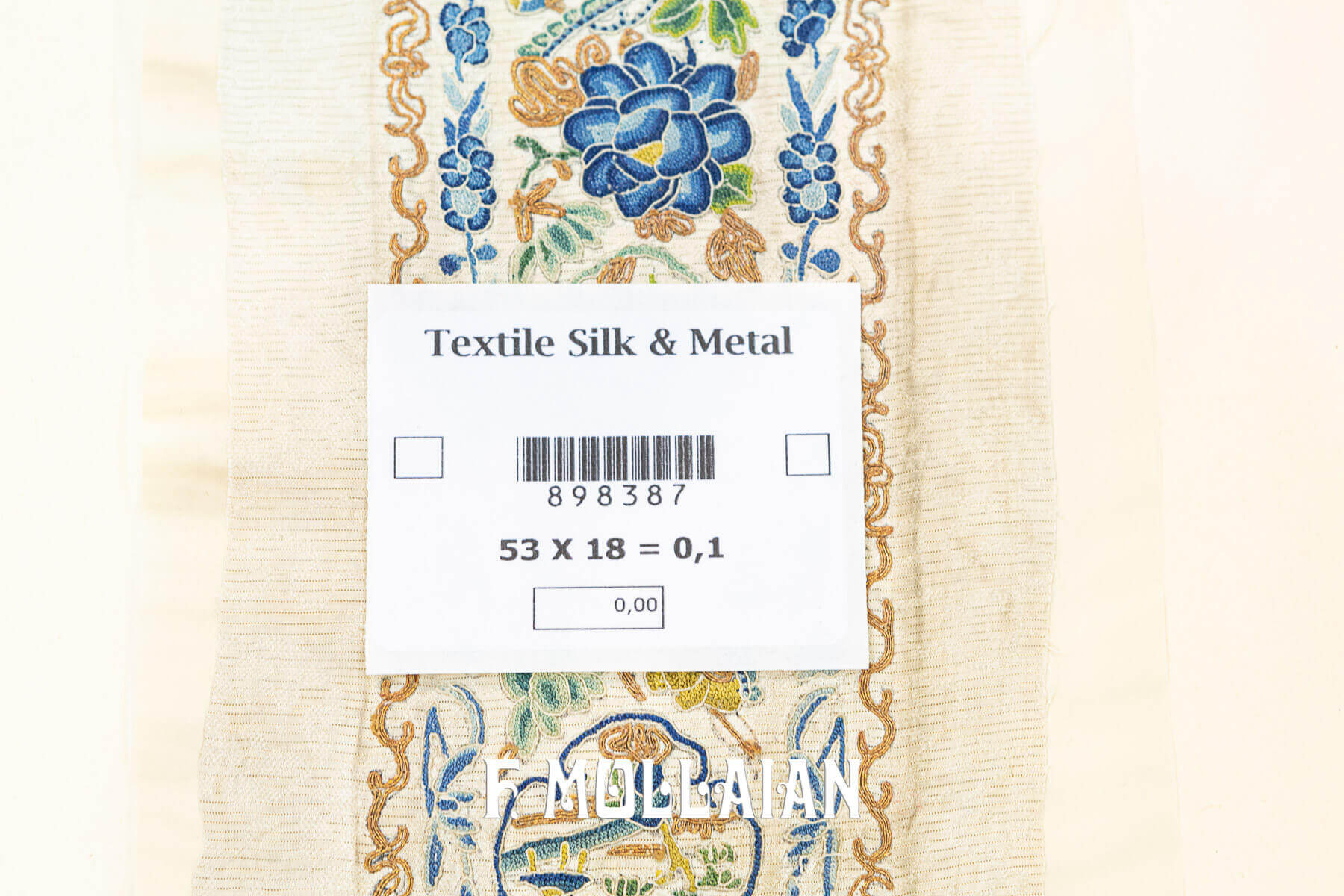 Antique Soie Anglaise Broderie Fil Métallique Perles - Textile Ancien